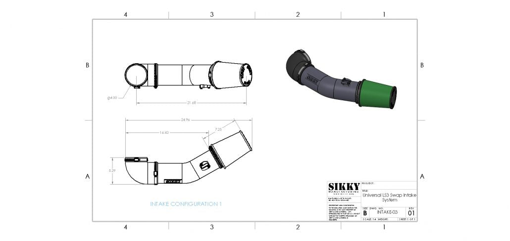 Universal LS3 Swap Cold Air Intake System by Sikky