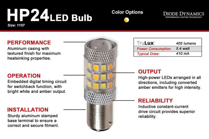1982–1992 Camaro & Firebird LED Front Turn Signal Bulbs – Amber or Switchback