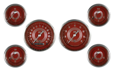 Classic Instruments V8 Red Steelie Six Gauge Set | Classic Instruments