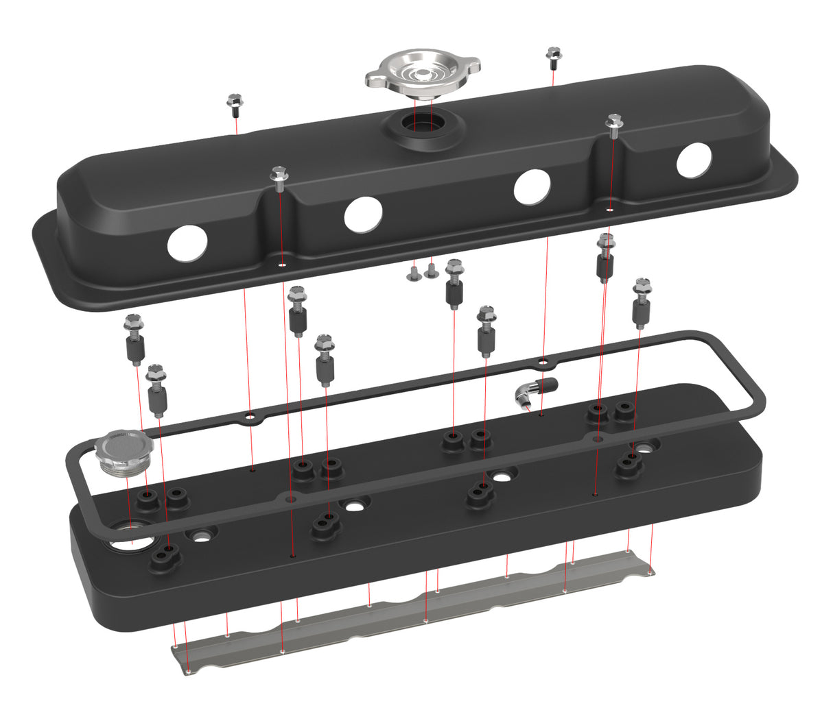 Pontiac Style 2-piece LS Valve Covers by Holley - Black 241-192