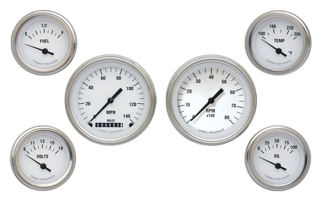 Classic Instruments White Hot Six Gauge Set | Classic Instruments