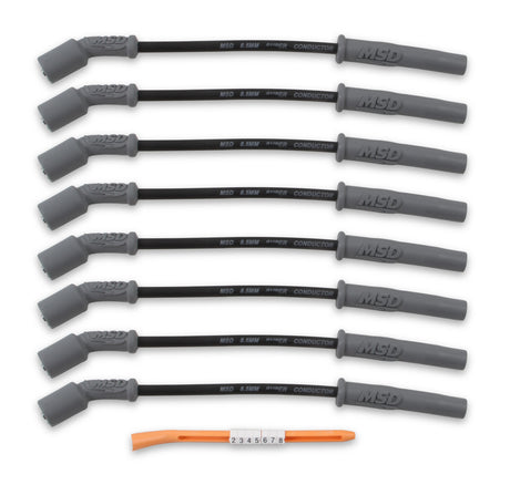 MSD Spark Plug Wires for LS / LT - Truck style 11" long - RED OR BLACK