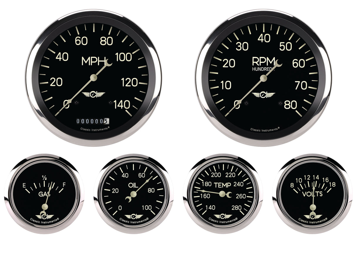 Classic Instruments Classic Series Six Gauge Set, 4-5/8" | Classic Instruments
