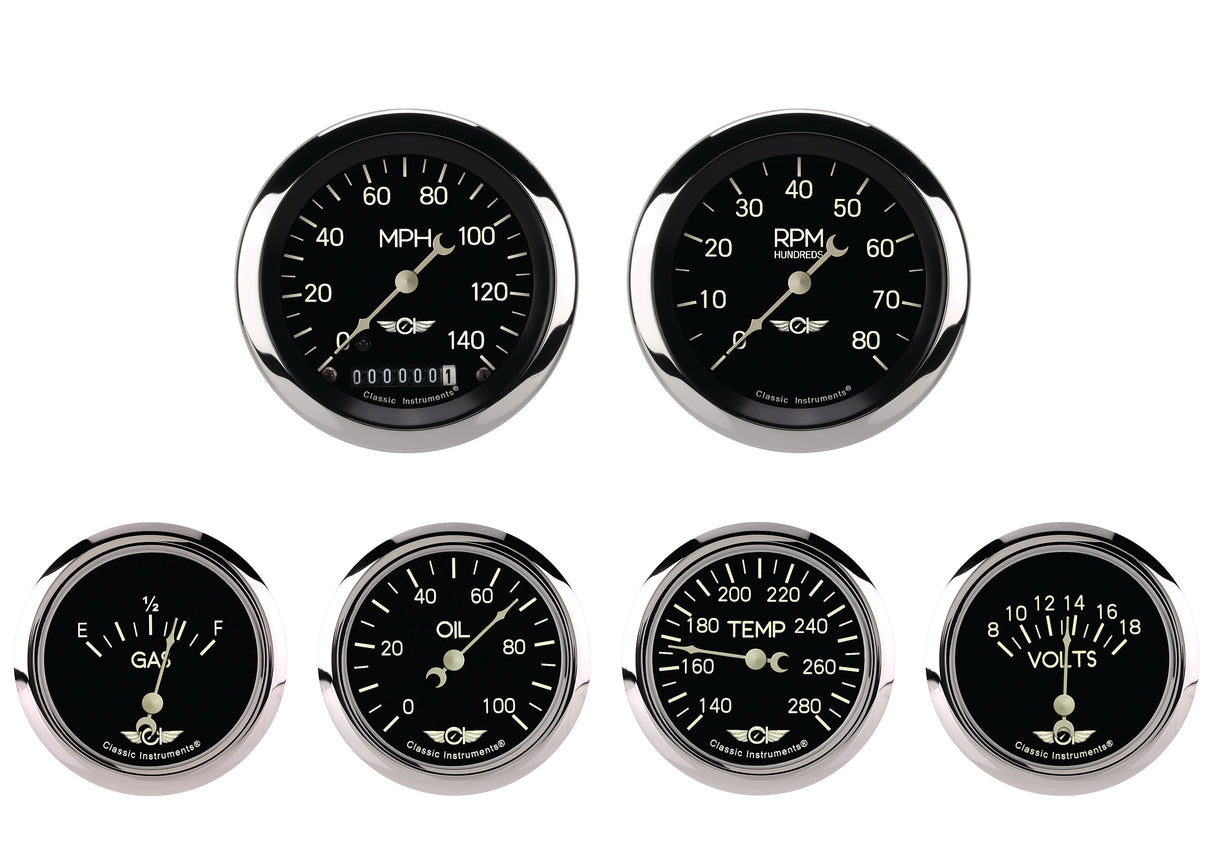 Classic Instruments Classic Series Six Gauge Set, 3-3/8" | Classic Instruments