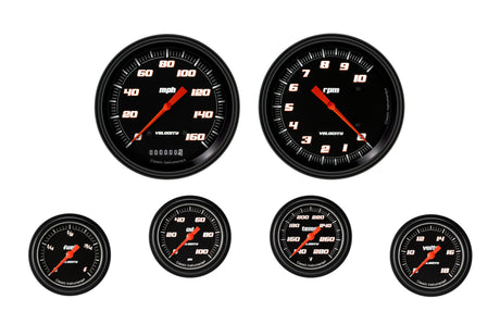 Classic Instruments Velocity Black Six Gauge Set 351 | Classic Instruments