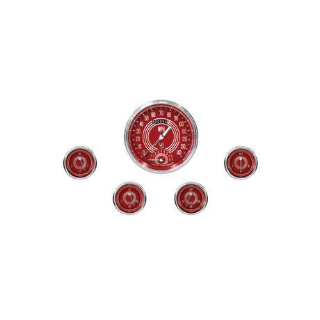 Classic Instruments V8 Red Steelie Five Gauge Set | Classic Instruments