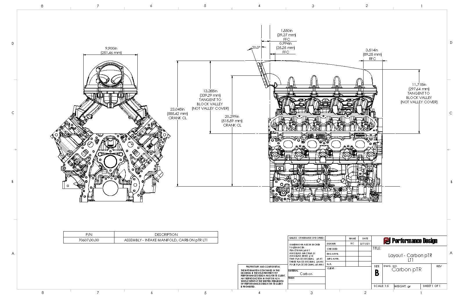 Performance Design pTR Carbon Fiber Intake Manifold - Gen V LT LT1 L86 ...