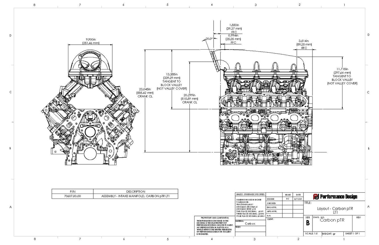 Performance Design pTR Carbon Fiber Intake Manifold - Gen V LT LT1 L86