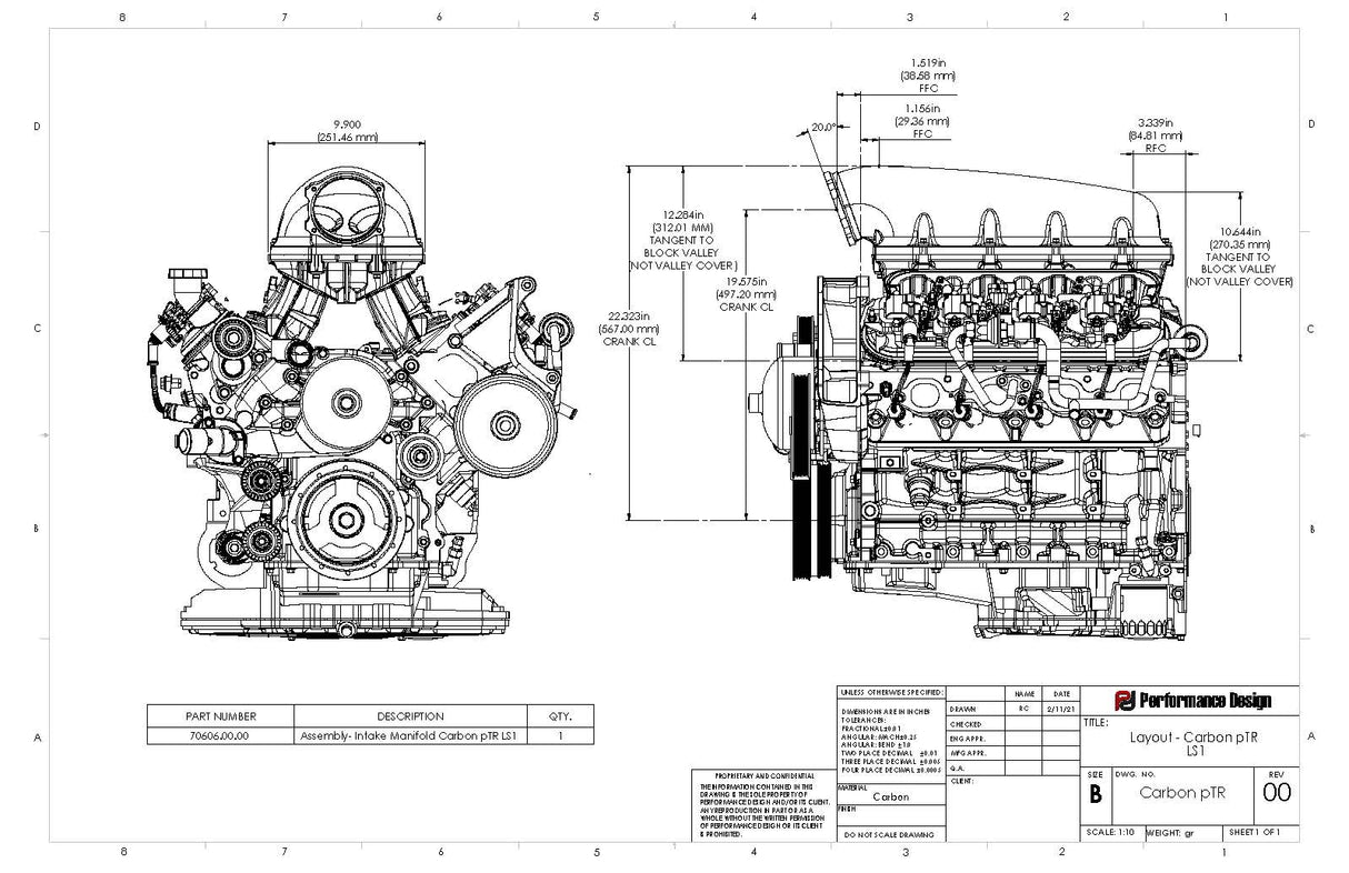 Performance Design pTR Carbon Fiber Intake Manifold - LS1 LS6 LS2