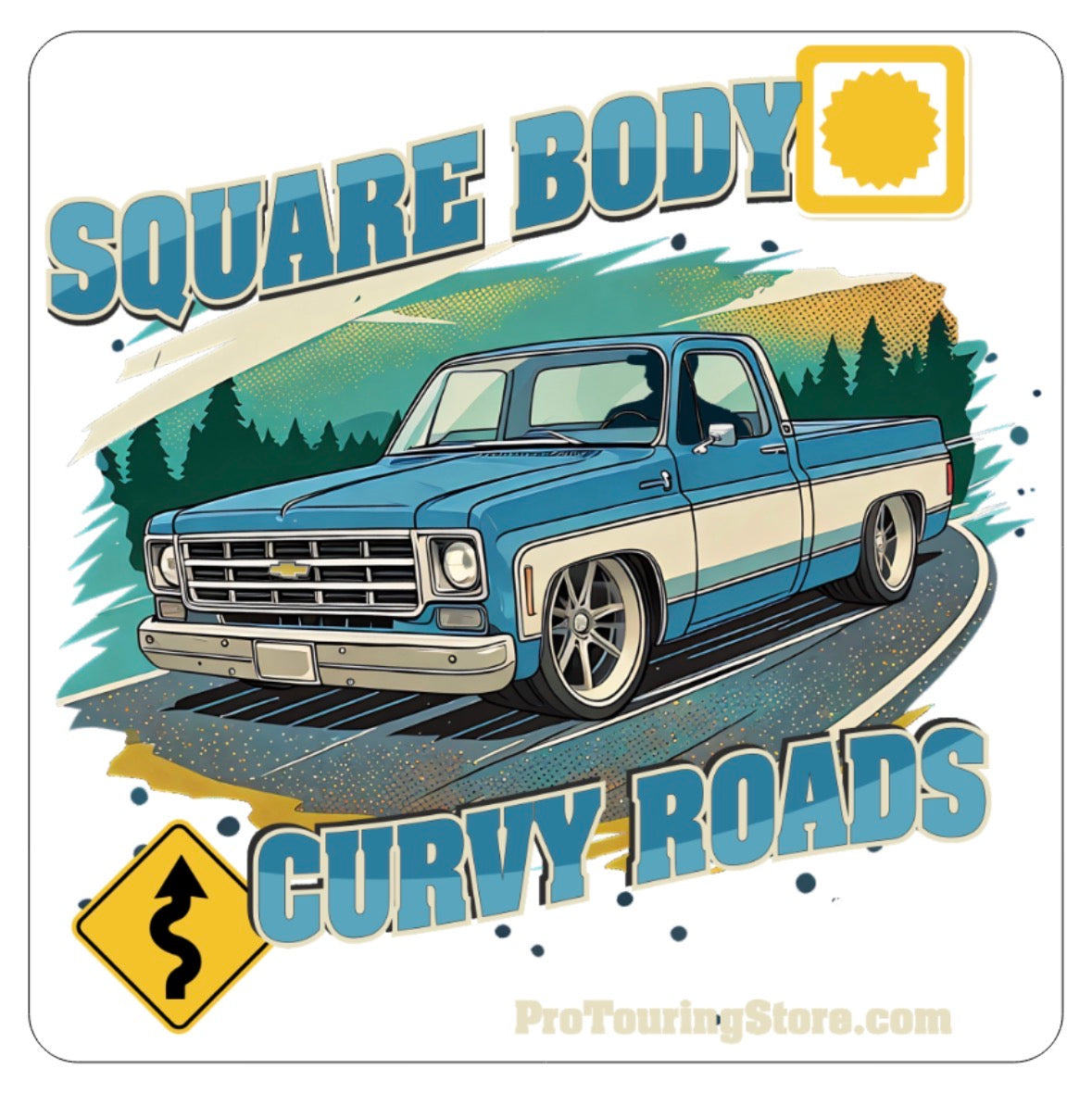 Square Body Curvy Roads Decal - Sticker - C10