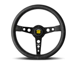 Momo Prototipo Heritage Steering Wheel - Leather - Black Anodized 6 bolt