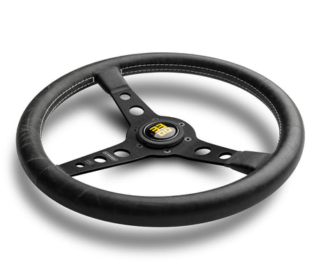 Momo Prototipo Heritage Steering Wheel - Leather - Black Anodized 6 bolt