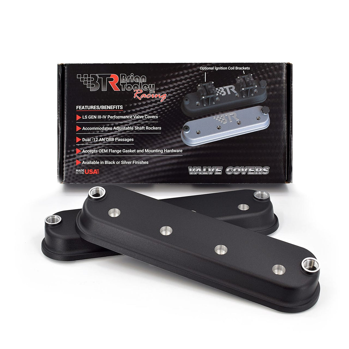 Cast LS Valve Covers by BTR - No Logo - With 12AN - LS1 LS2 LS3 LS7 LS9 LSA