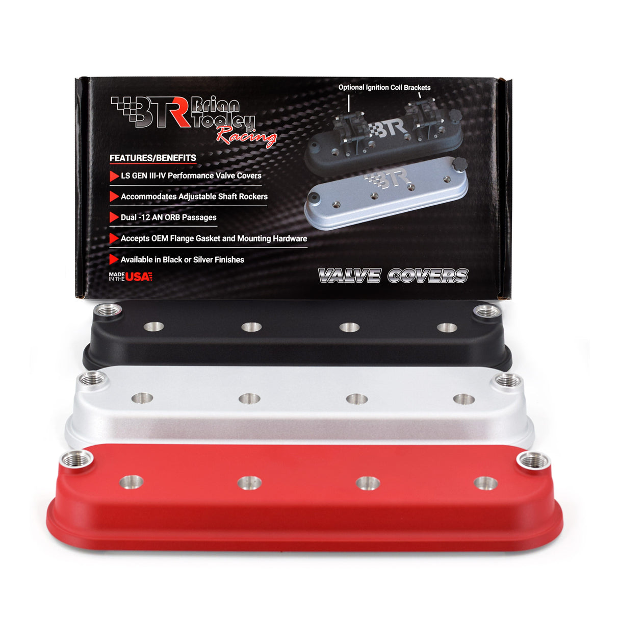 Cast LS Valve Covers by BTR - No Logo - With 12AN - LS1 LS2 LS3 LS7 LS9 LSA