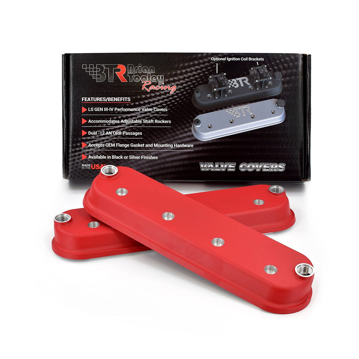 Cast LS Valve Covers by BTR - No Logo - With 12AN - LS1 LS2 LS3 LS7 LS9 LSA