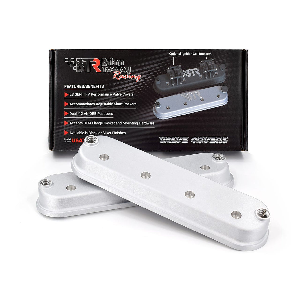Cast LS Valve Covers by BTR - No Logo - With 12AN - LS1 LS2 LS3 LS7 LS9 LSA