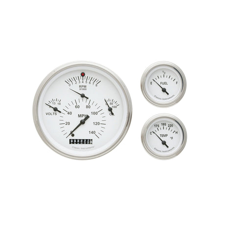 Classic Instruments 1957 Chevy 6 Gauge White-GM | Classic Instruments