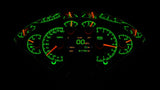 Dakota Digital HDX Gauges for 1955- 56 Chevy Car - HDX-55C illuminated in the Emerald theme.