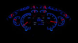Dakota Digital HDX Gauges for 1955- 56 Chevy Car - HDX-55C illuminated in the Ice and Fire theme.