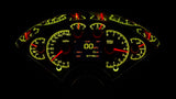 Dakota Digital HDX Gauges for 1955- 56 Chevy Car - HDX-55C illuminated in the Yellow Flare theme.