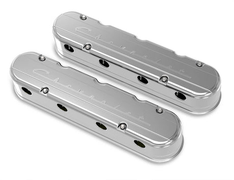 Holley 2 Piece "Chevrolet" Script LS Valve Covers - Hidden Coils