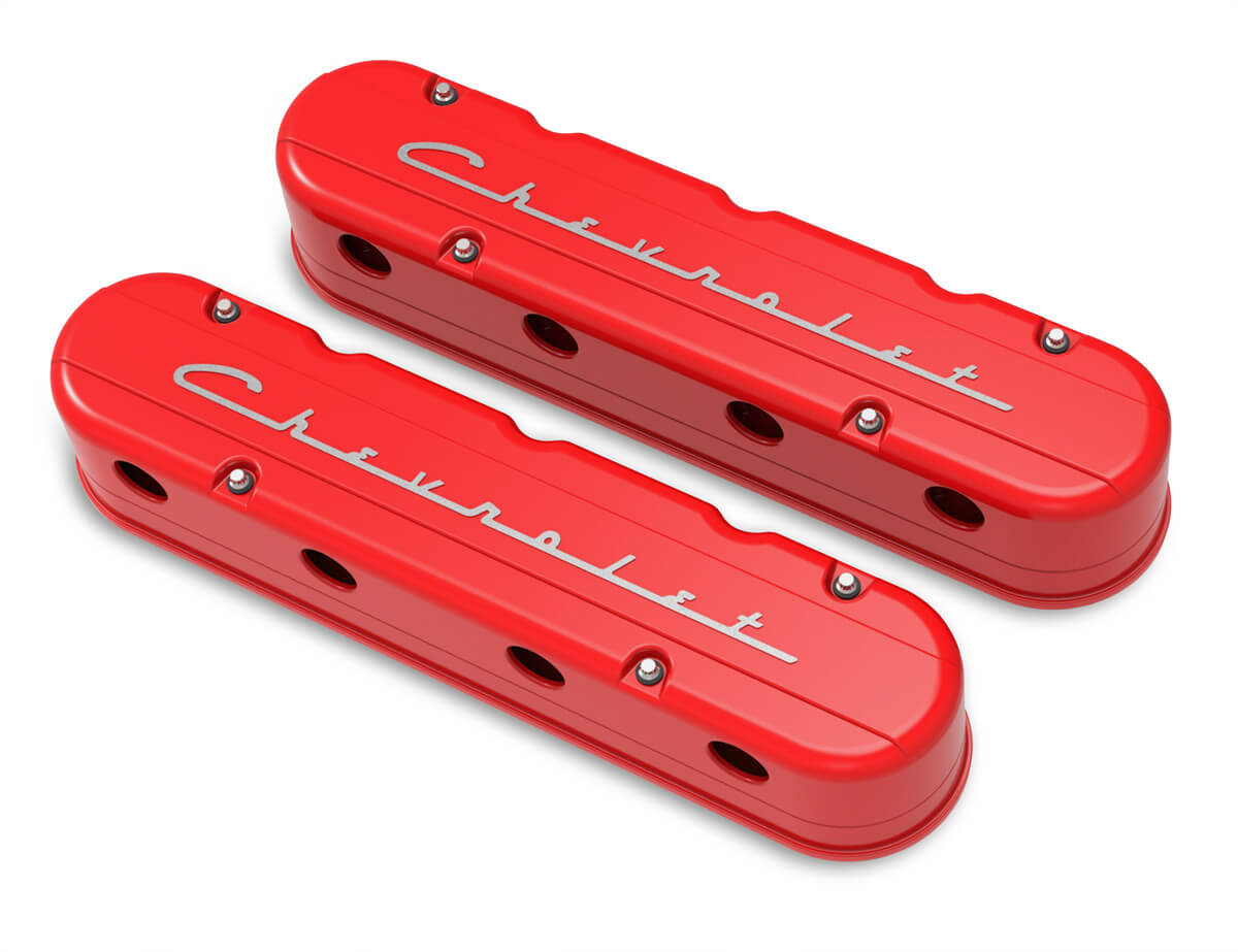 Holley 2 Piece "Chevrolet" Script LS Valve Covers - Hidden Coils