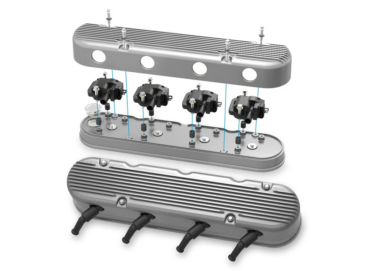 Holley 2 Piece Finned LS Valve Covers - Hidden Coils
