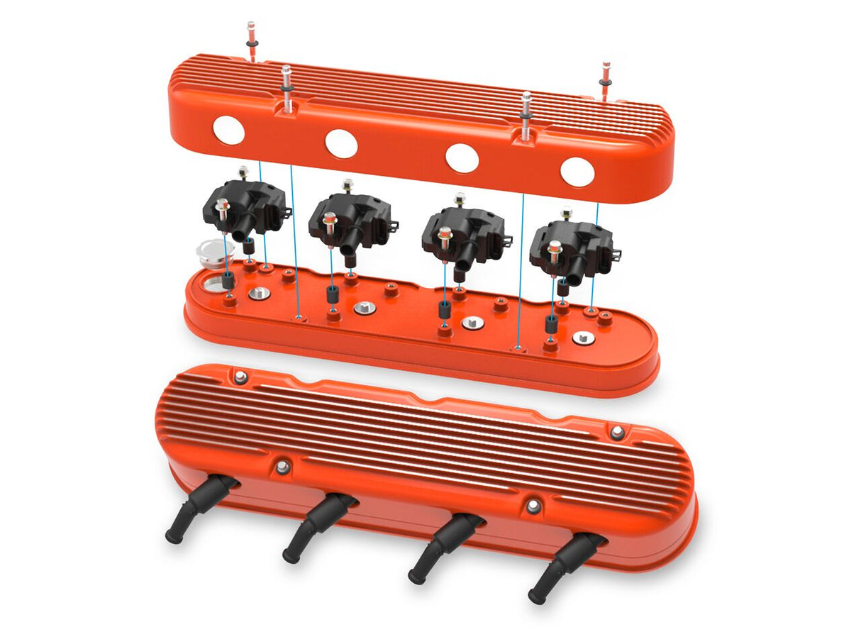Holley 2 Piece Finned LS Valve Covers - Hidden Coils