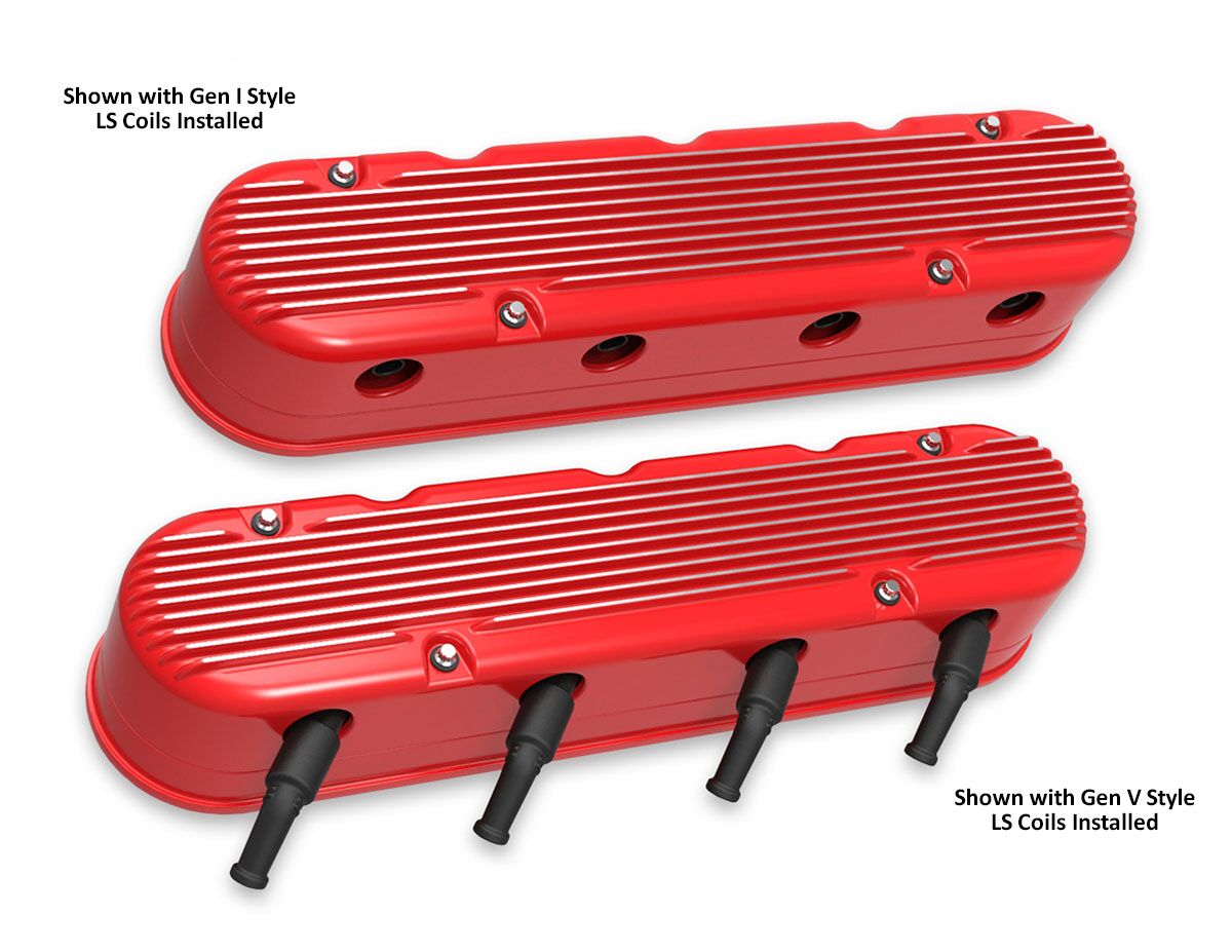 Holley 2 Piece Finned LS Valve Covers - Hidden Coils