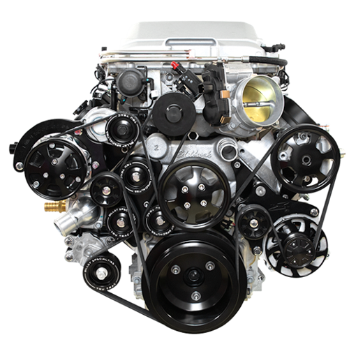 LSA Accessory Drive - Billet w/AC, PS, Alternator - Black - Serpentine