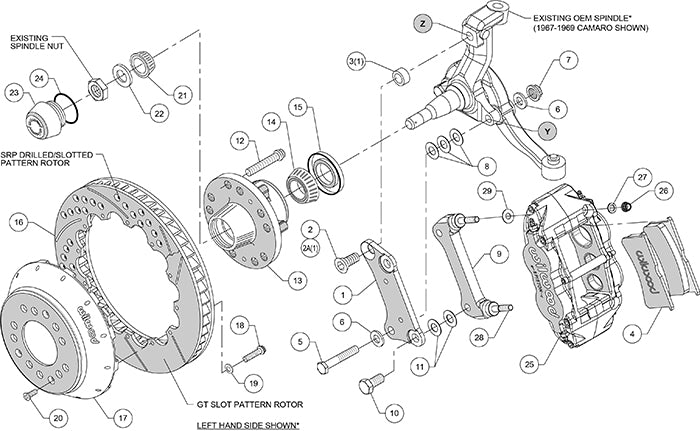 Wilwood 2-pc 12.88" Rotor, 6-Piston Superlite Front Brake Kit for A/F/X Spindles