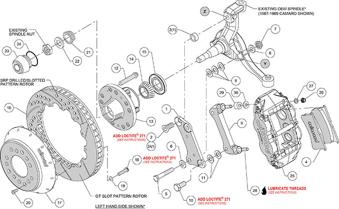 Wilwood 14" Rotor, 6-Piston Front Brake Kit - GM A/F/X Spindle SL6