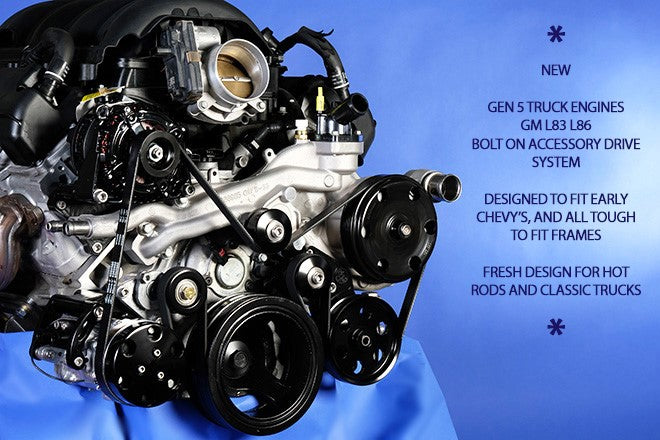 L83 / L86 Billet Accessory Drive System - Black - AC - PS - Alternator
